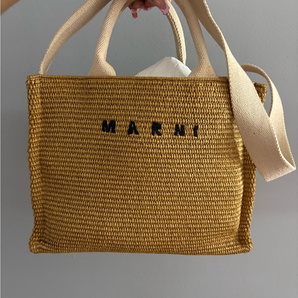 Marni Tan Woven Tote Bag